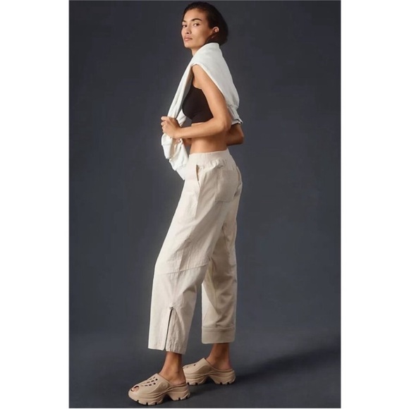 DAILY PRACTICE x ANTHROPOLOGIE straight-leg ankle pants wide leg cream size m - Picture 3 of 7